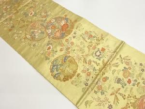 引箔雪輪に鳳凰・松竹梅・花々模様織出し袋帯